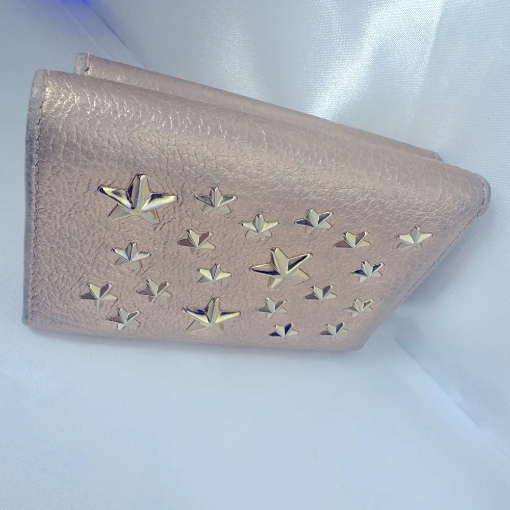 Jimmy Choo Mini Trifold Wallet Star Studded Nino Copper Metallic Leather EUC - Picture 4 of 11